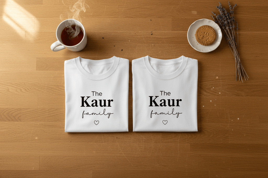 Family T-Shirt | Personalised Script Tee | Custom Last Name Gift - AlleyCrafters