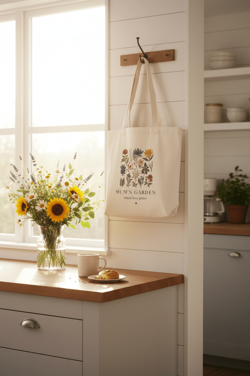 Personalised Floral Canvas Tote Bag — Mum's Garden Gift for Mum - AlleyCrafters