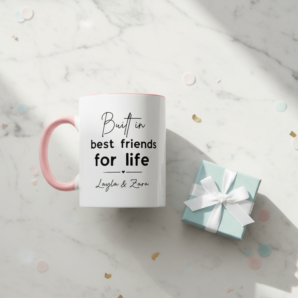 Personalised Best Friends for Life Mug | Custom Name Accent Coffee Mug - AlleyCrafters