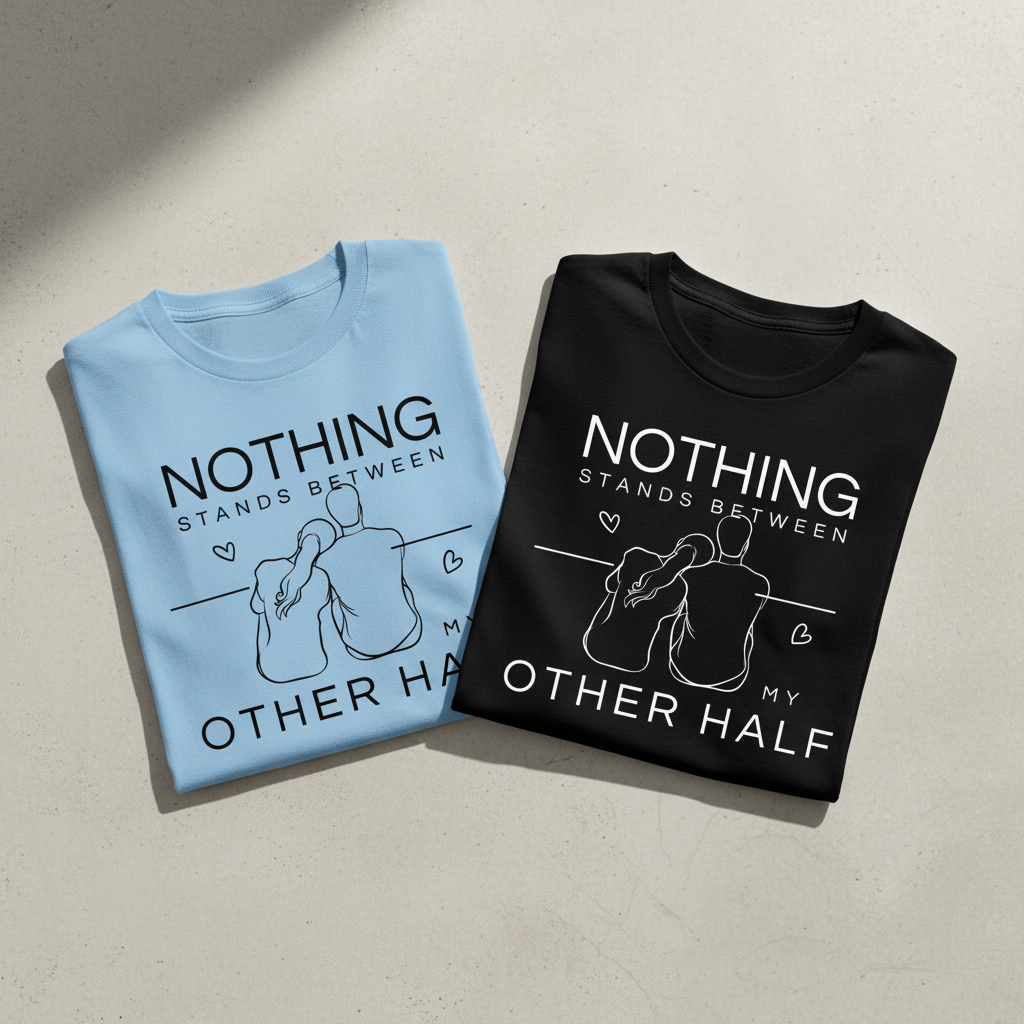 Light Blue and Black Tees Folded