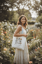 Personalised Floral Canvas Tote Bag — Mum's Garden Gift for Mum - AlleyCrafters