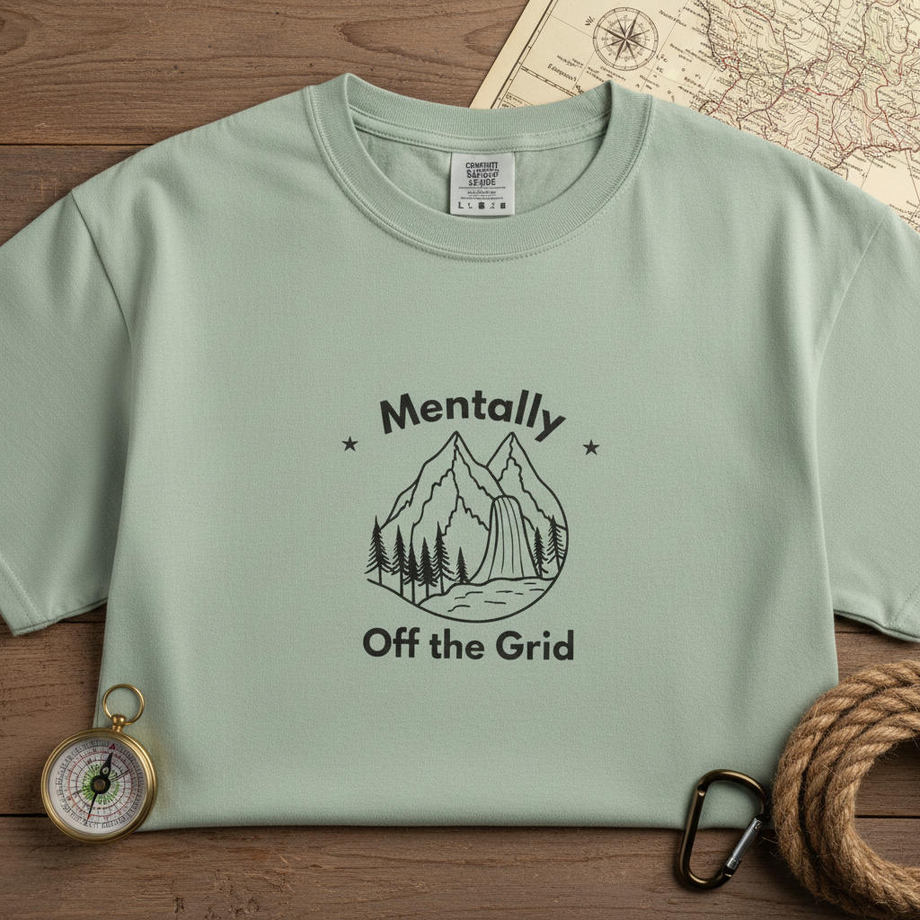 Light green tee close-up with map