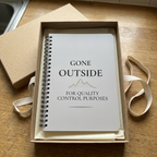 Light grey Gone Outside notebook in a gift box