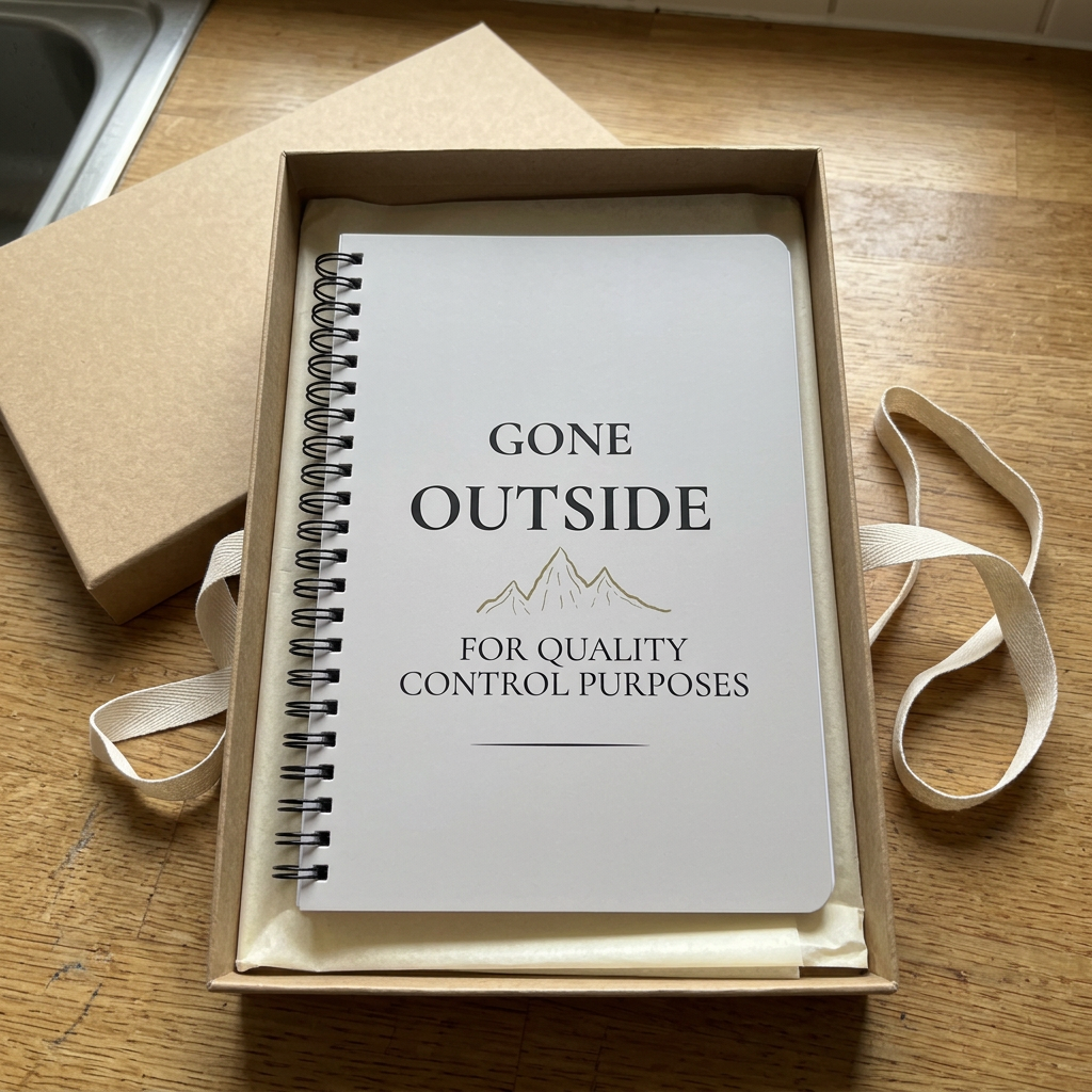 Light grey Gone Outside notebook in a gift box
