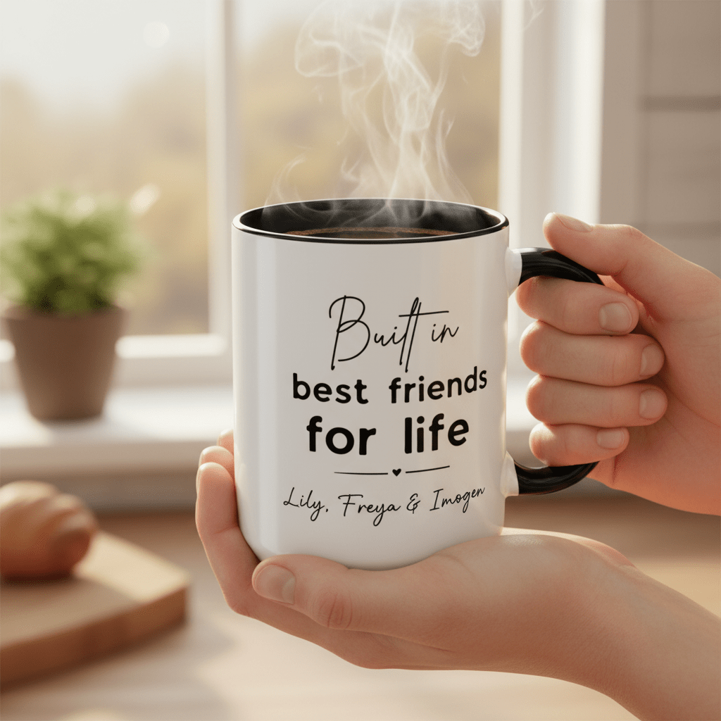 Personalised Best Friends for Life Mug | Custom Name Accent Coffee Mug - AlleyCrafters