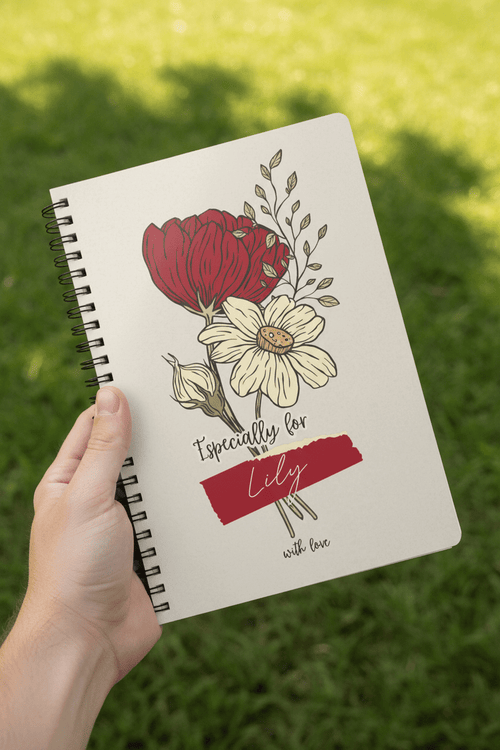 Personalised A5 Notebook with Name – Floral Journal Gift - AlleyCrafters