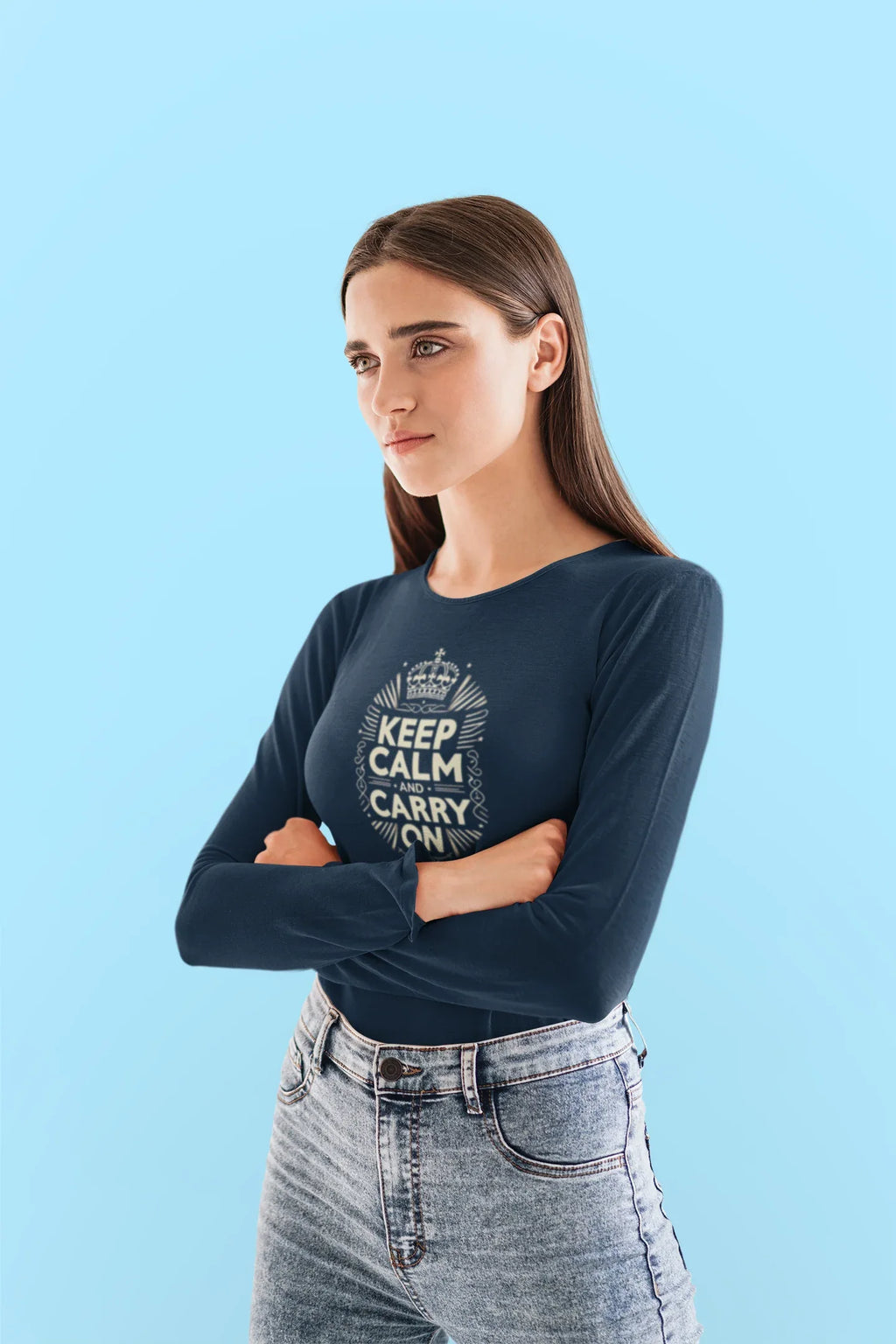 Long Sleeve Tee - Keep Calm & Carry On Design - Alley Crafters