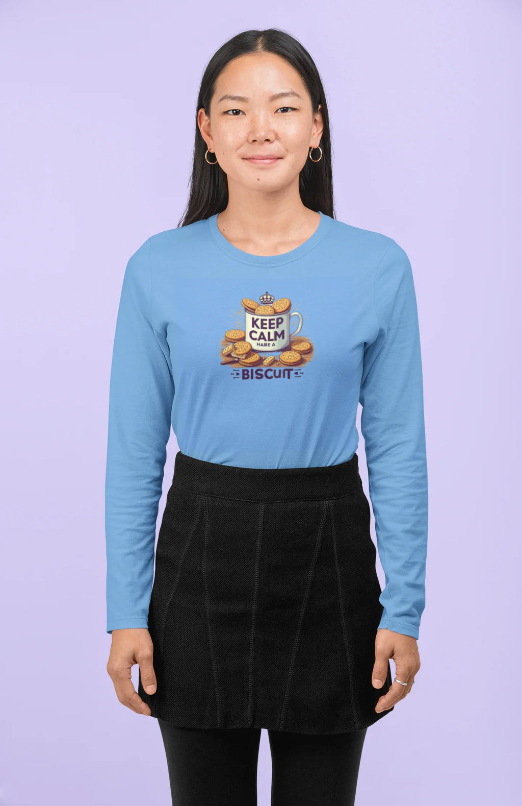 Long Sleeve Tee - Keep Calm Have a Biscuit Design - Alley Crafters