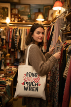 Personalised white canvas tote bag with 'Love you so much' and name WREN