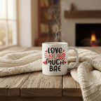 Personalised white mug with 'Love you much' and name BAE, with steam