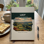 Lucy countryside notebook on a British kitchen table