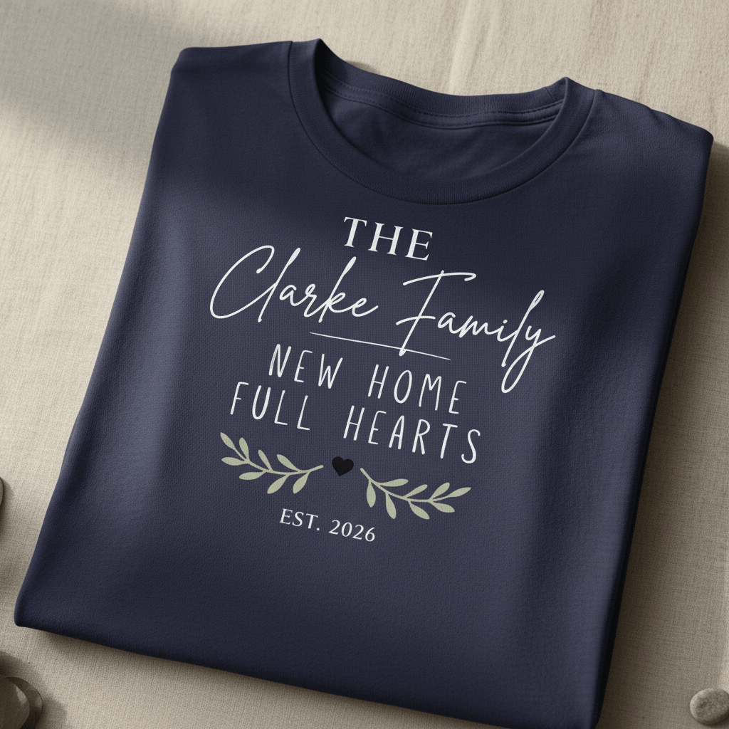 Personalised 'The [Name] Family' New Home T-Shirt | Housewarming Gift - AlleyCrafters