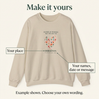 Sand crewneck sweatshirt with floral heart graphic and Brighton text