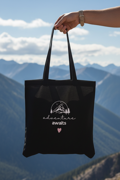 Man Hiking - Black Tote, Mountain Sky