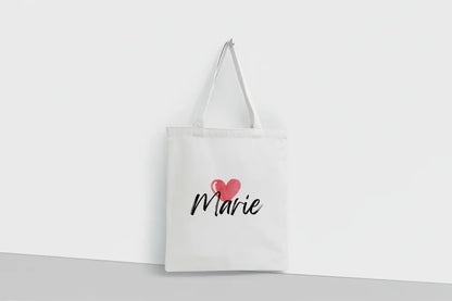 Personalised Heart Tote Bag | Add Any Name | Cute Custom Gift - Alley Crafters
