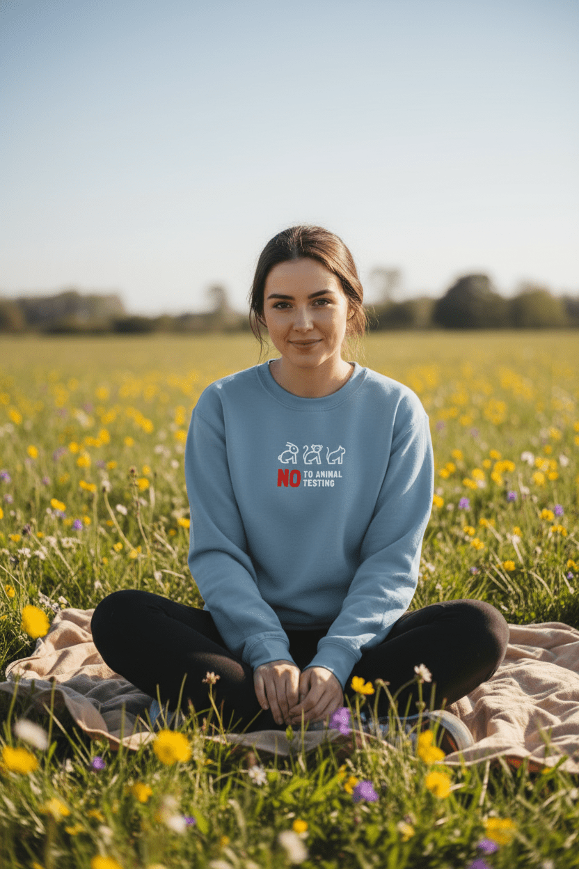 No to Animal Testing Sweatshirt | Cruelty-Free Statement Jumper - AlleyCrafters