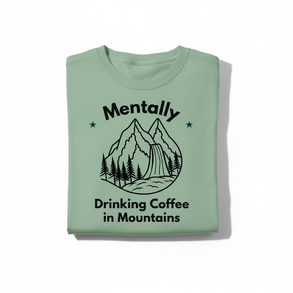 Mentally Drinking Coffee in Mountains - Sage Green