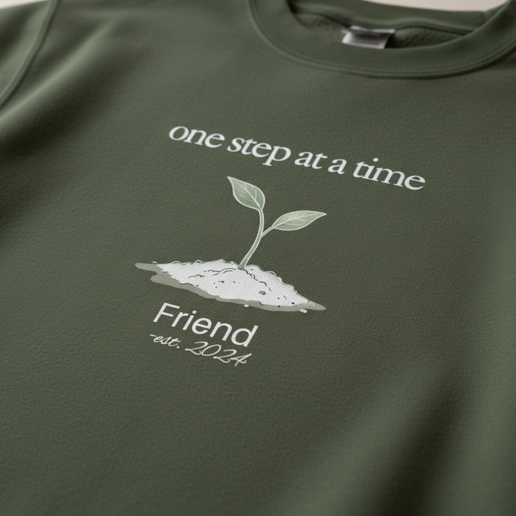 Military Green Sweatshirt Closeup