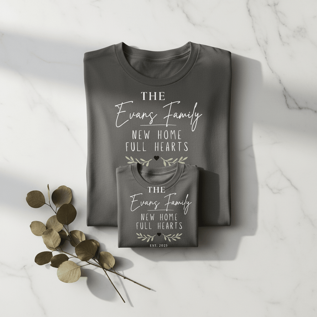 Personalised 'The [Name] Family' New Home T-Shirt | Housewarming Gift - AlleyCrafters