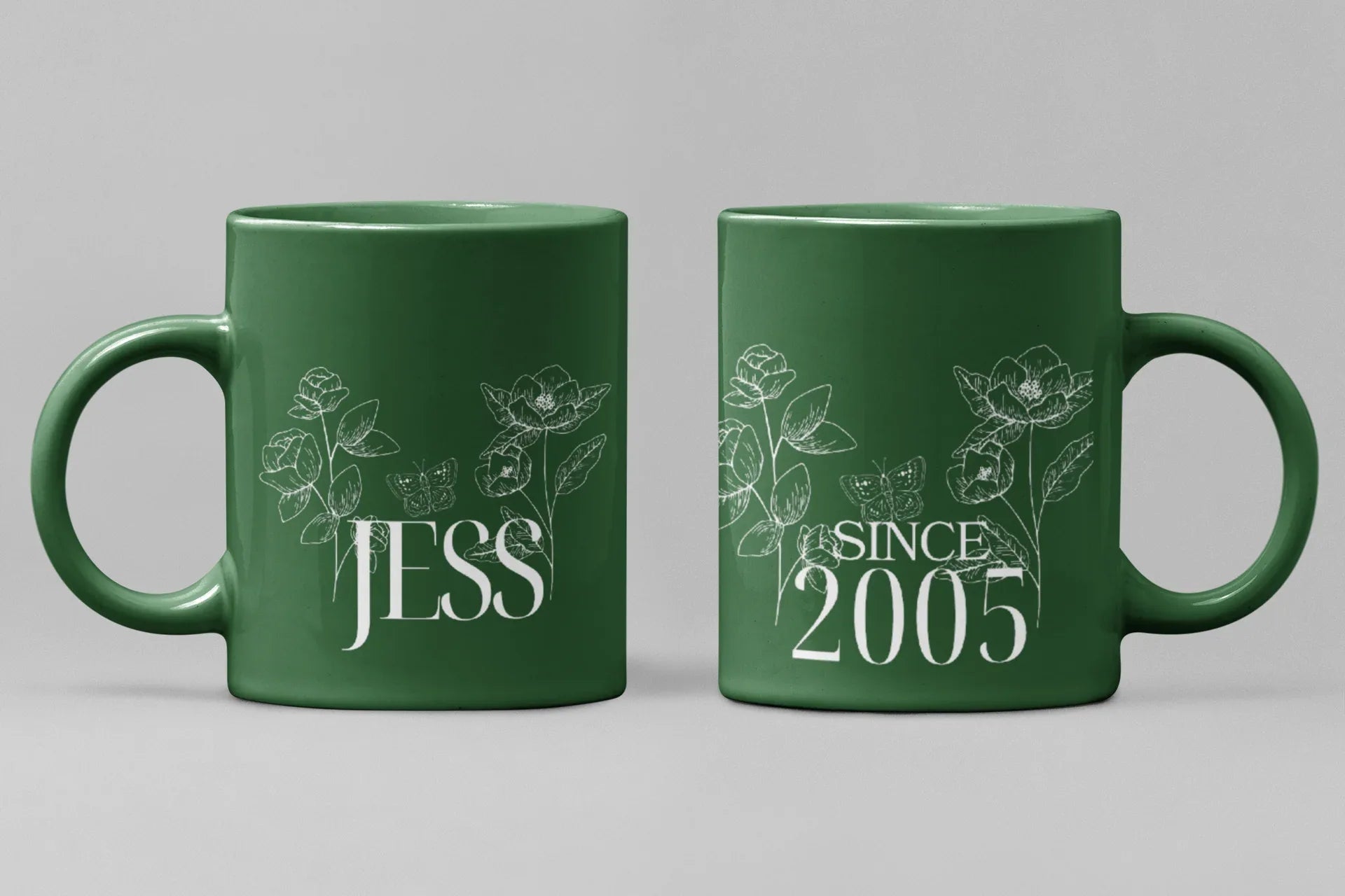 Personalised Floral Mug | Custom Name & Year Ceramic Coffee Cup | Mama, Nana, Grandma Gift - AlleyCrafters