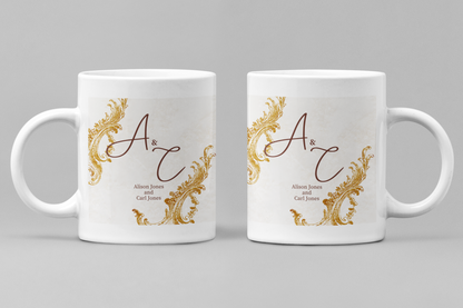 Elegant Customisable Wedding Mug for Couples