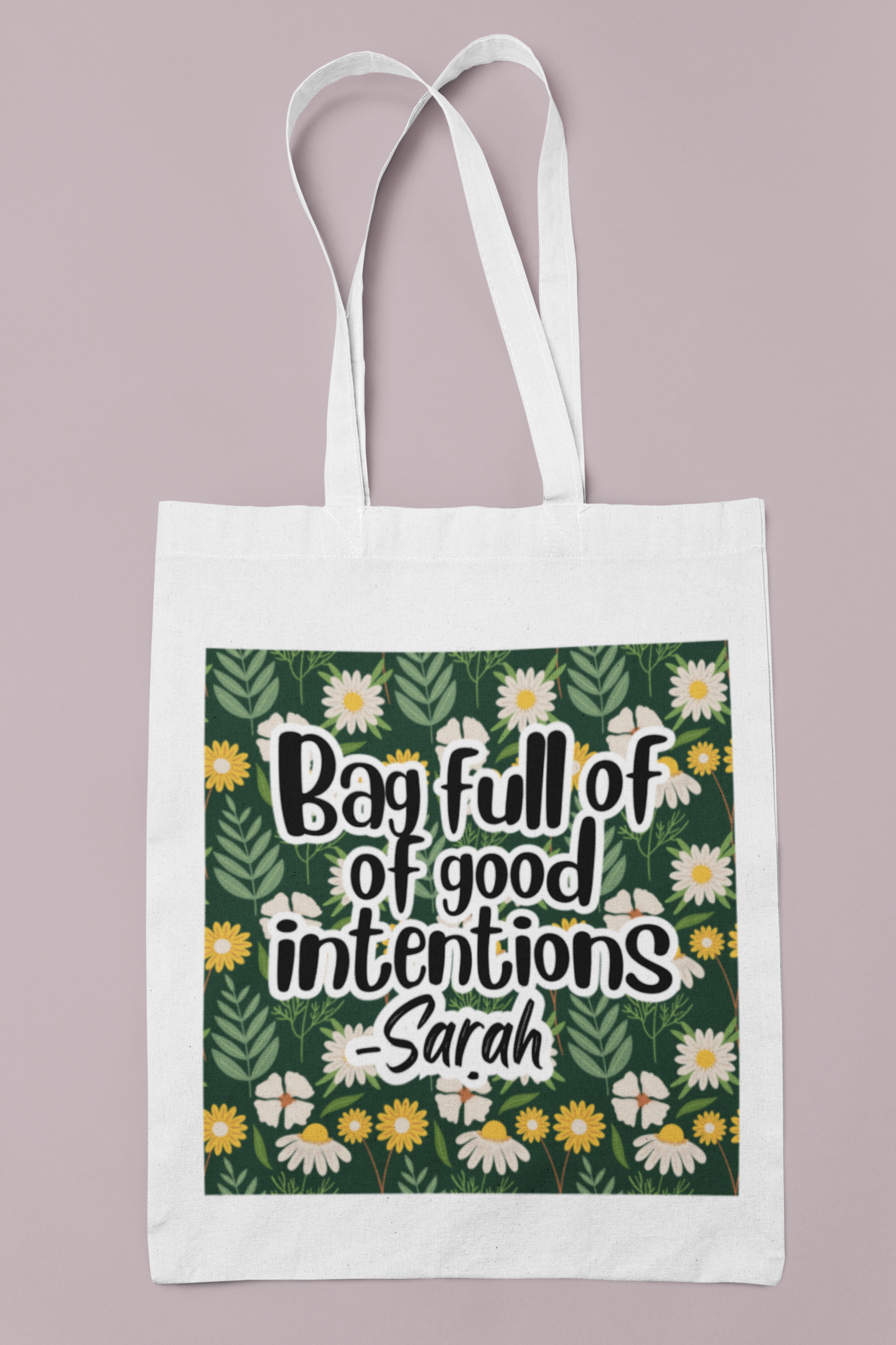 Personalised Floral Tote Bag | Custom Name & Message | Eco-Friendly Canvas Gift