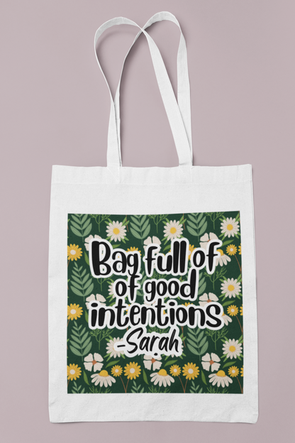 Personalised Floral Tote Bag | Custom Name & Message | Eco-Friendly Canvas Gift