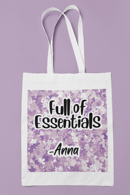 Personalised Floral Tote Bag | Custom Name & Message | Eco-Friendly Canvas Gift