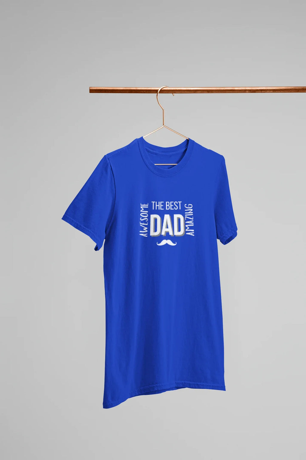 Men's heavy cotton T-shirt, royal blue with Best Dad front graphic