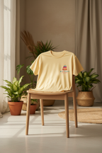 Yellow birthday cake graphic T-shirt with “Birthday Mum” print