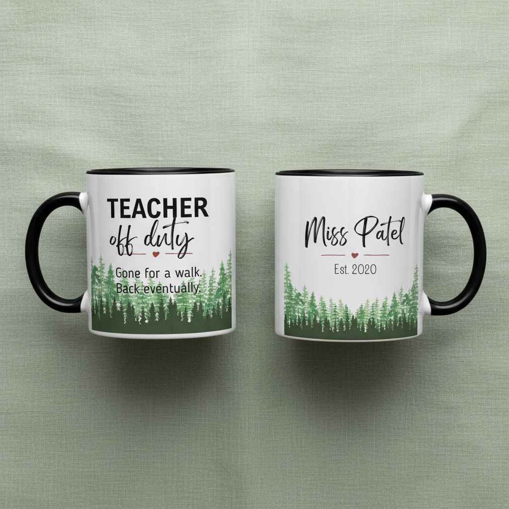 Miss Patel two mugs overhead