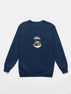 Navy crewneck sweatshirt with 'DON'T DISTURB' sleeping French bulldog graphic