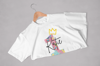 Colourful Crown One Birthday Tee for Infants