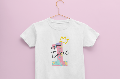 Colourful Crown One Birthday Tee for Infants