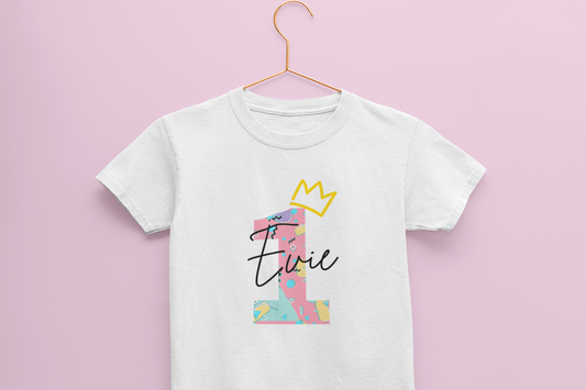 Colourful Crown One Birthday Tee for Infants