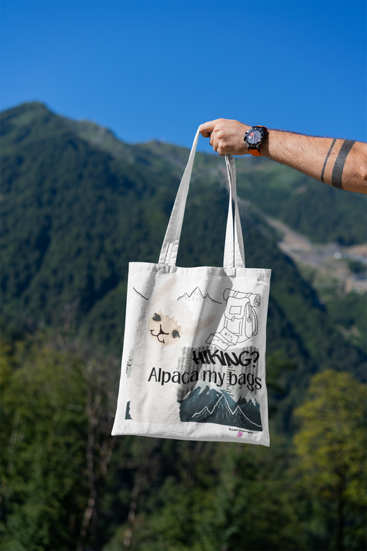 Humorous Alpaca Hiking - Tote Bag