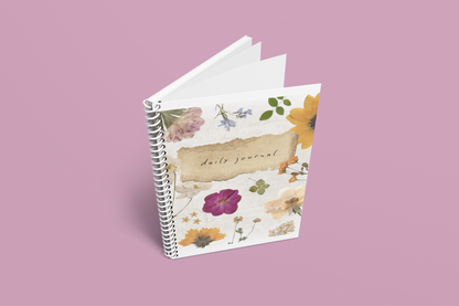 Daily Journal Notebook — Floral A5 Wirebound Softcover