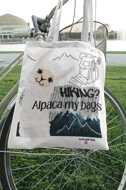 Humorous Alpaca Hiking - Tote Bag