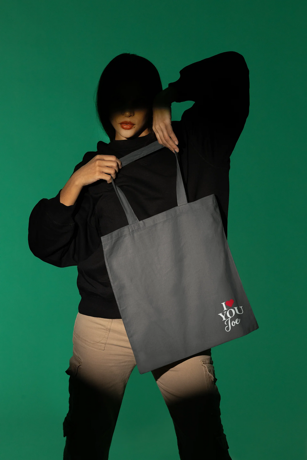 Personalised 'I Love You' Tote Bag | Custom Name Cotton Gift Tote - Alley Crafters