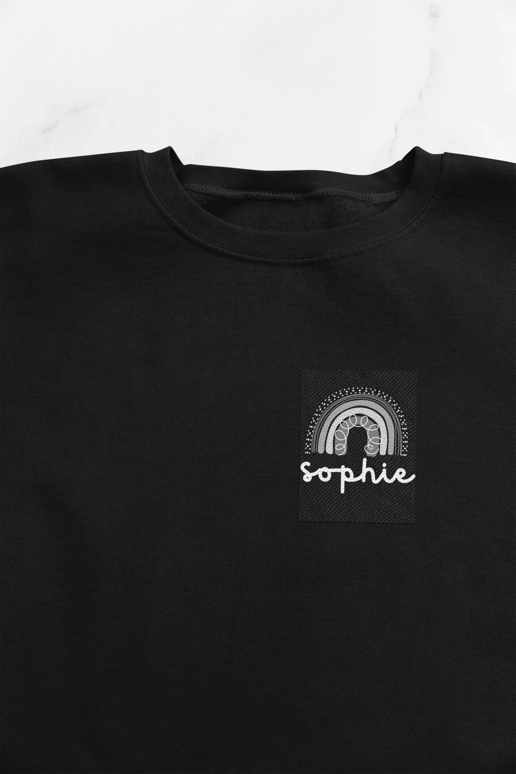 Black sweatshirt with square Sophia logo print