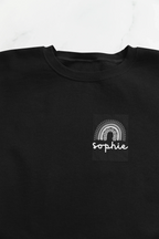 Black sweatshirt with square Sophia logo print