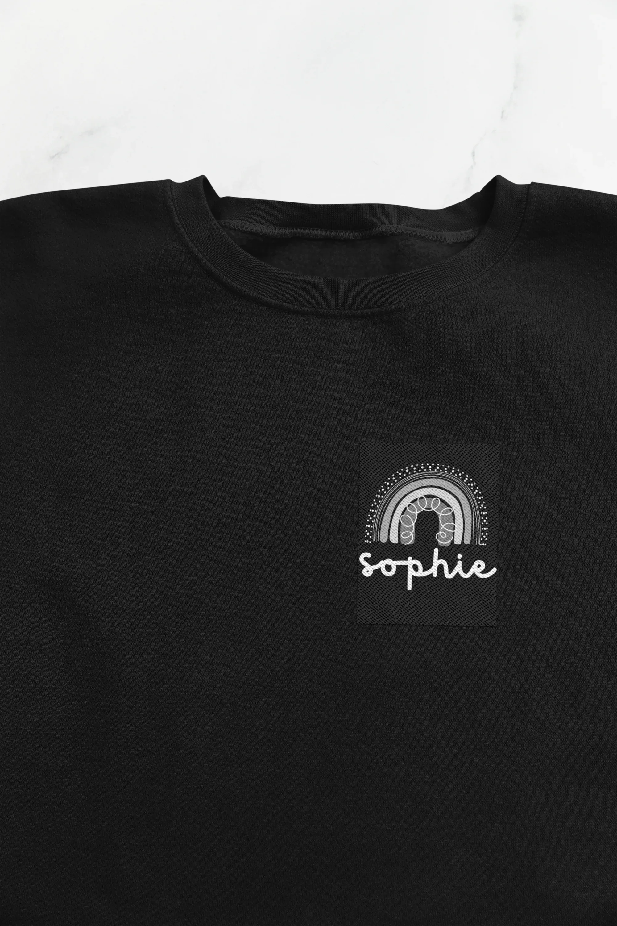 Black sweatshirt with square Sophia logo print