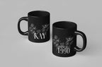 Personalised Floral Mug | Custom Name & Year Ceramic Coffee Cup | Mama, Nana, Grandma Gift - AlleyCrafters