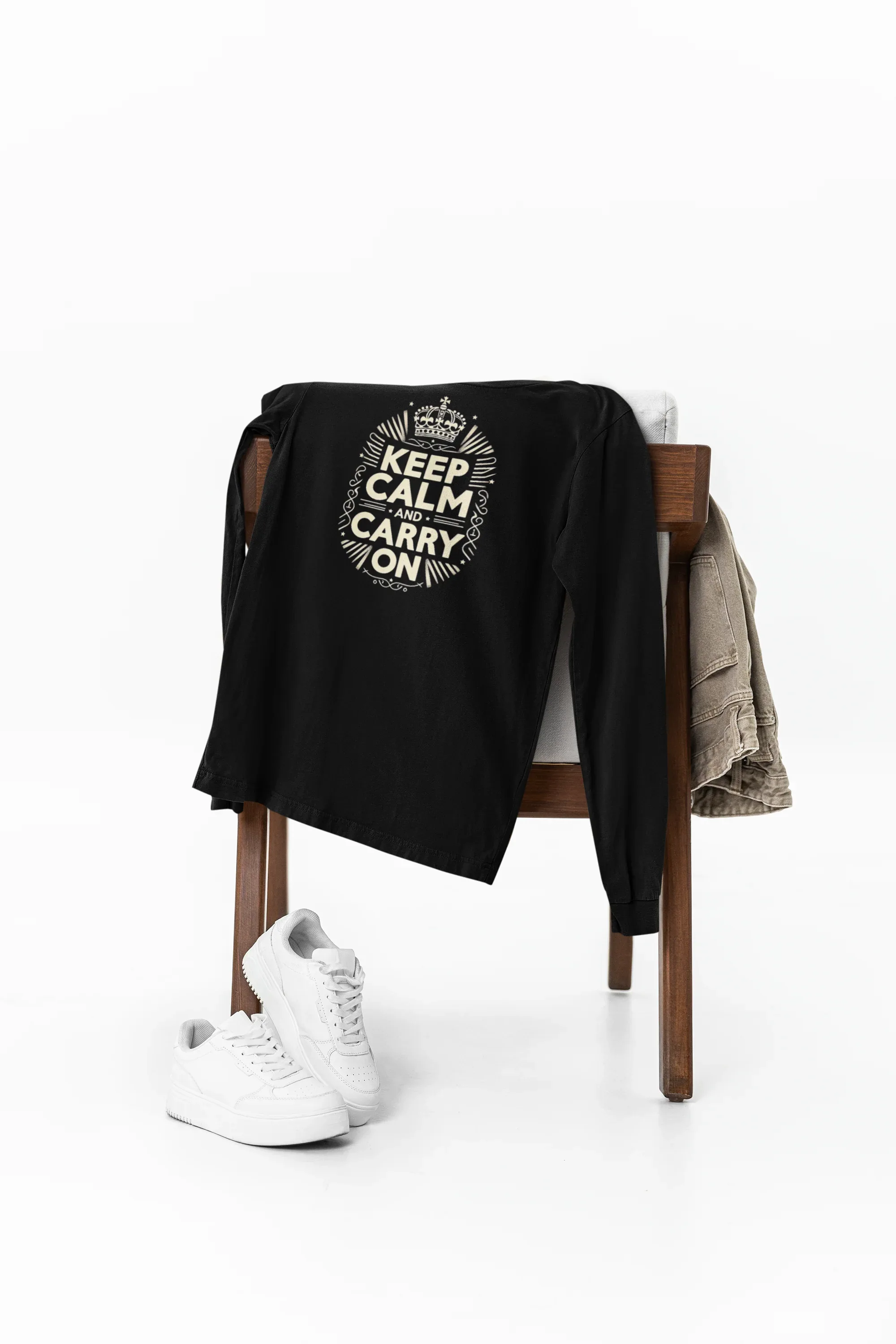 Long Sleeve Tee - Keep Calm & Carry On Design - Alley Crafters