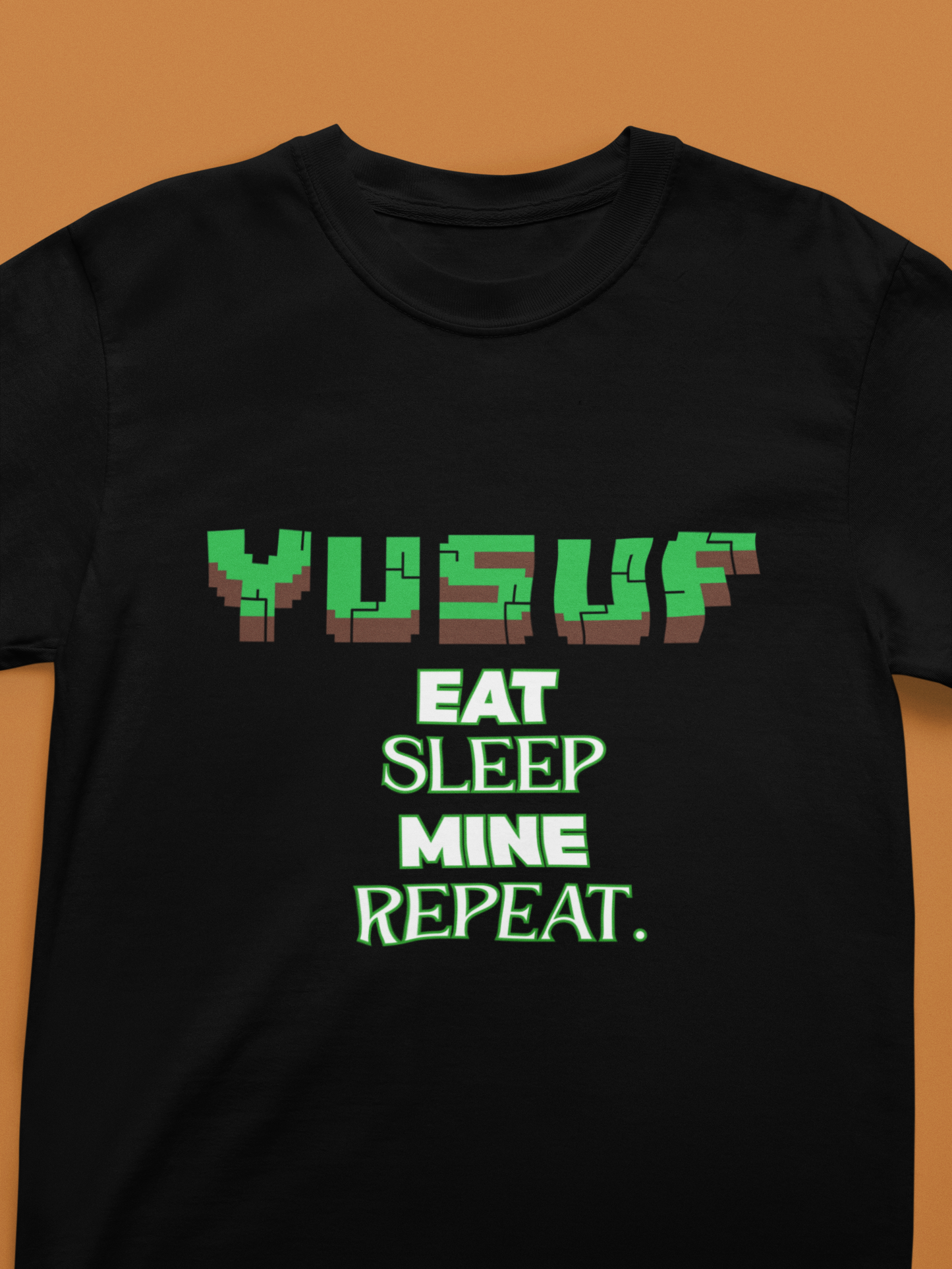 Kids Minecraft Inspired Tee - 'Eat Sleep Mine Repeat'