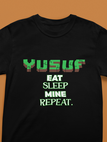 Kids Minecraft Inspired Tee - 'Eat Sleep Mine Repeat'