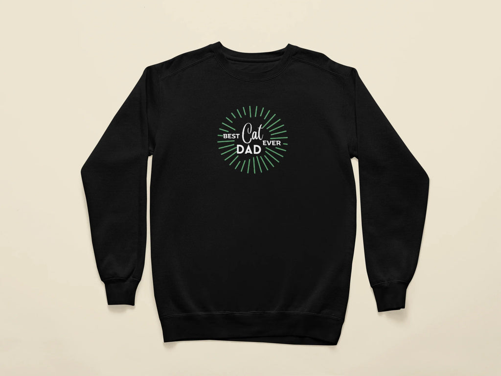 Cat Dad Sweatshirt — Retro Sunburst Cat Lover Crewneck - Alley Crafters