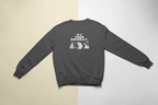 Dark crewneck sweatshirt with 'It's My Birthday' cat graphic, long sleeves
