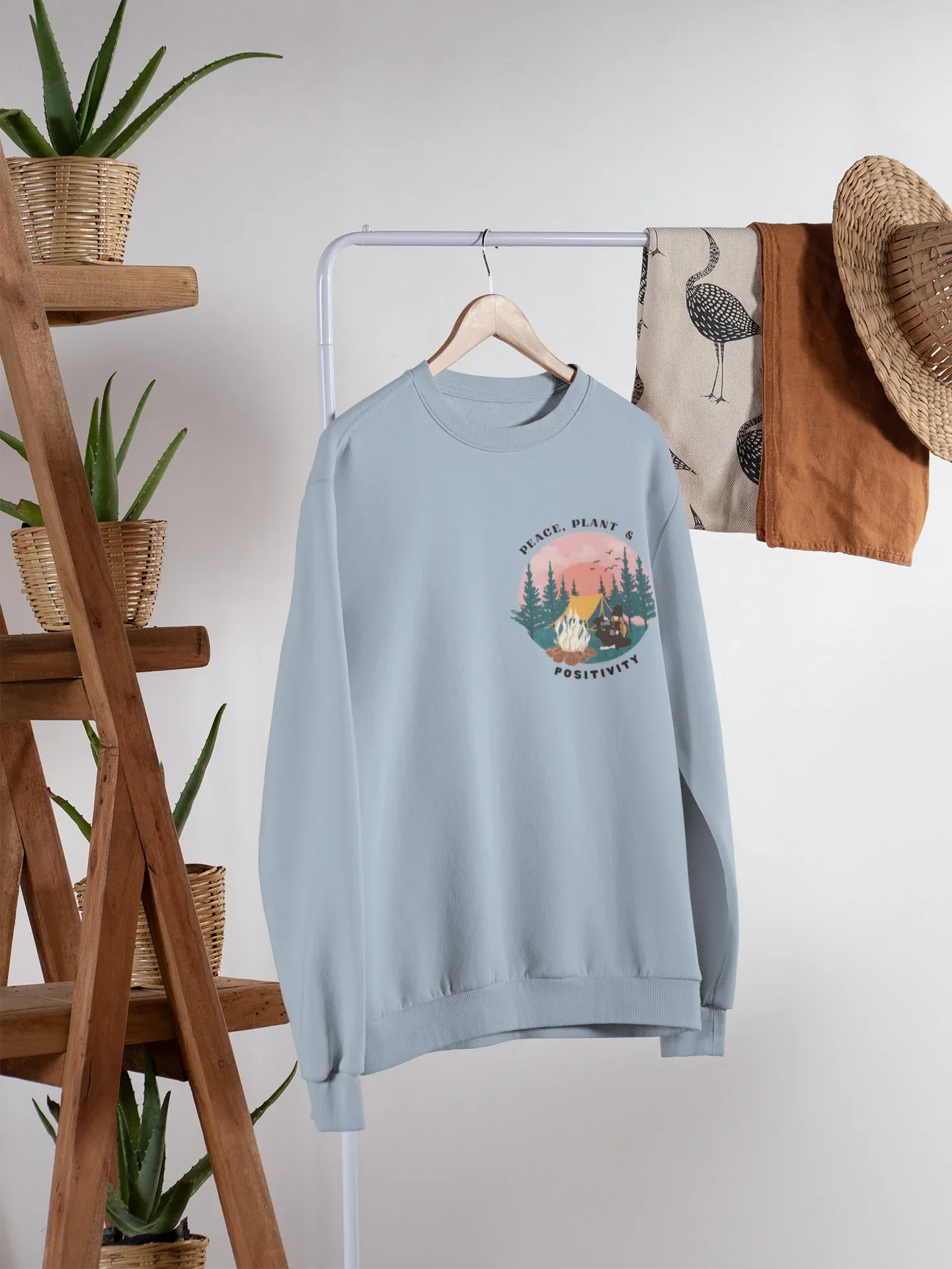'Peace, Plant & Positivity' Cozy Outdoor Crewneck - Alley Crafters
