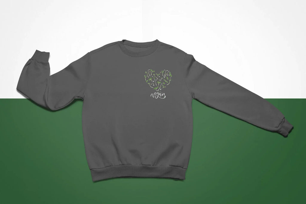“Vegan ♥” Sweatshirt — Kind & Conscious - Alley Crafters